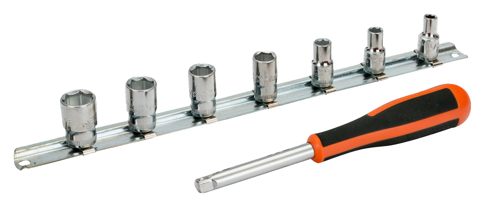 Zestaw nasadek sześciokątnych 1/4" na szynie RAIL-187, 7 szt. BAHCO