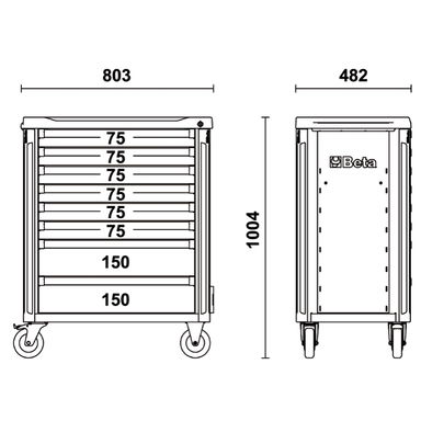 Wózek narzędziowy stalowy 8 szuflad, szary, 3700/C37/8-G Beta