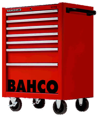 Wózek narzędziowy C75, 7 szuflad, 956x501x763 mm, 1475K7RED (czerwony) BAHCO