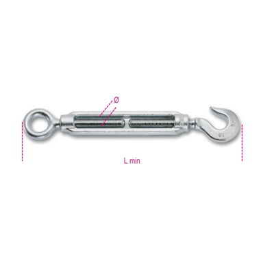 Nakrętka napinająca ucho-hak (śruba rzymska) ocynkowana M10, WFL 140 kg, L 204 mm Robur