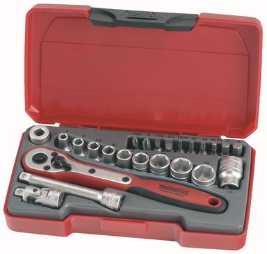 Zestaw kluczy nasadowych z chwytem kwadratowym 1/4" Teng Tools T1424