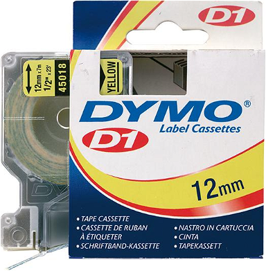 Tasma do drukarek etykiet D1 45018, czarna/zolta 12mmx7m DYMO