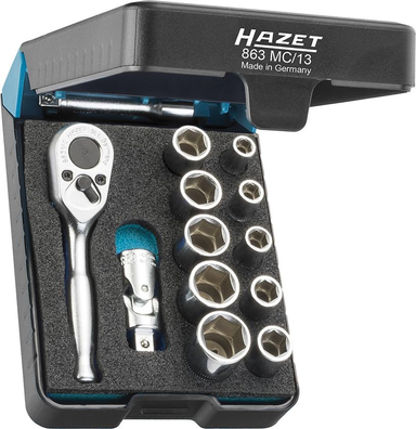 Zestaw kluczy nasadowych - nasadek 1/4", 13-cz. 863MC/13 HAZET
