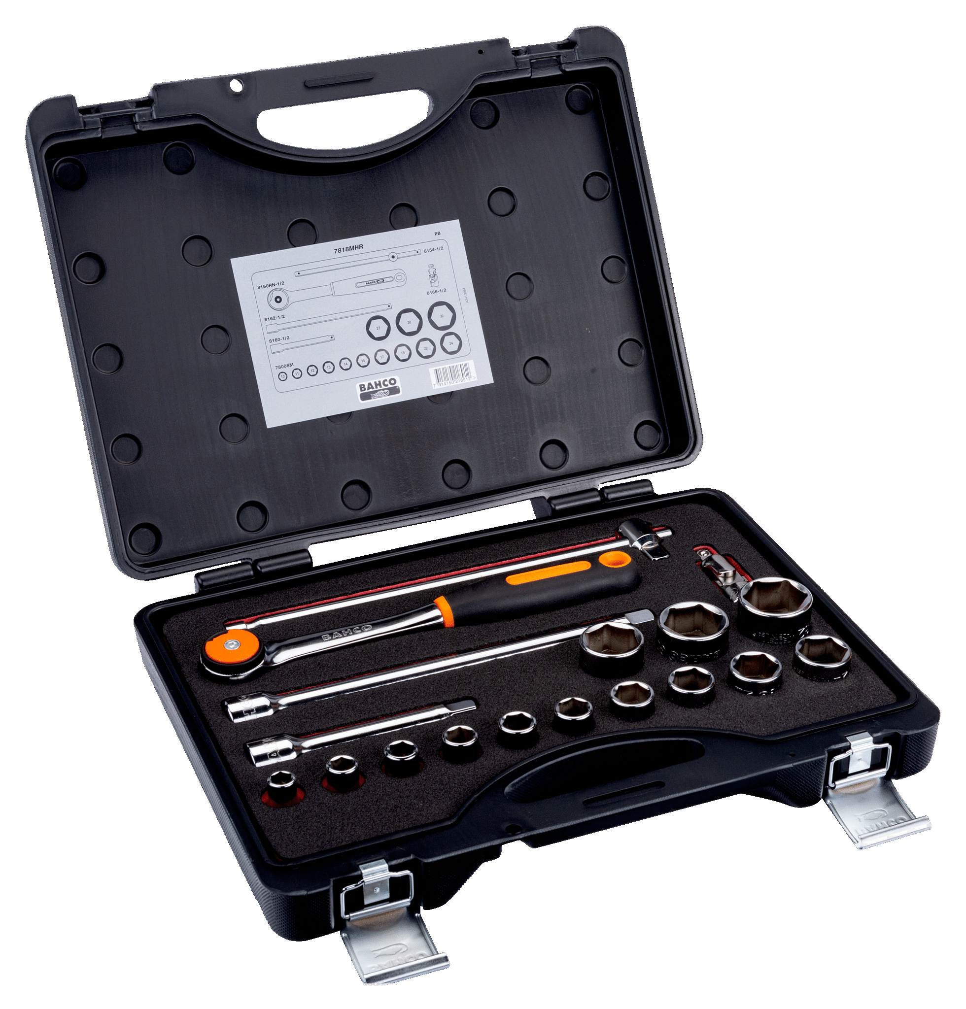 Zestaw nasadek 1/2", 18 elem. BAHCO