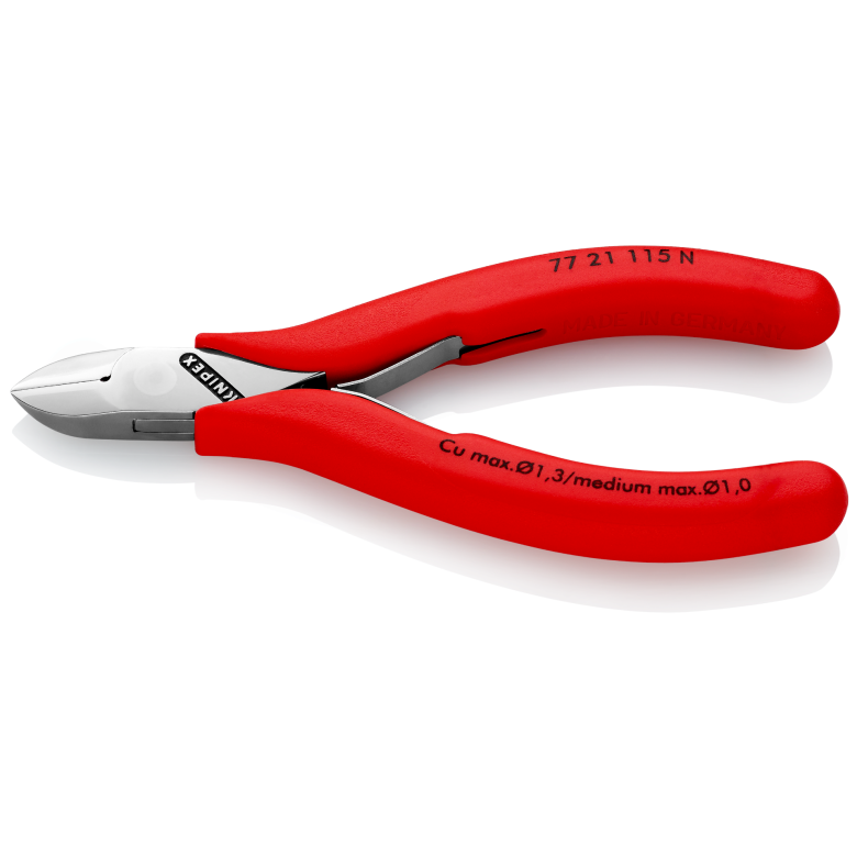 Szczypce tnące boczne dla elektroników 77 21 115 N Ze złączem wsuwkowym KNIPEX