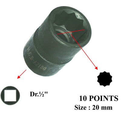 NASADKA 1/2", 10-kąt, 20mm, DŁ. 38mm DO TYLNEGO WAHACZA (HONDA CR-V) H.C.B