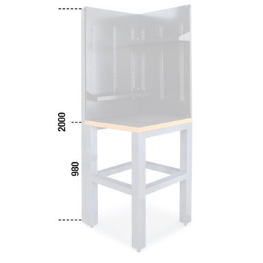 Moduł narożny wolnostojący z panelami perforowanymi RSC55 2000x700x700 mm, szary z pomarańczowym, 5500/C55AC-G Beta