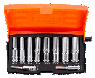 Zestaw 10 nasadek długich 1/4" 4-13 mm BAHCO