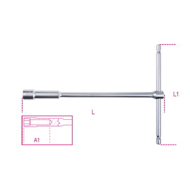 Klucz nasadowy typu T 6-kątny 17 mm, z głęboką nasadką, dł. 264 mm, 949 Beta