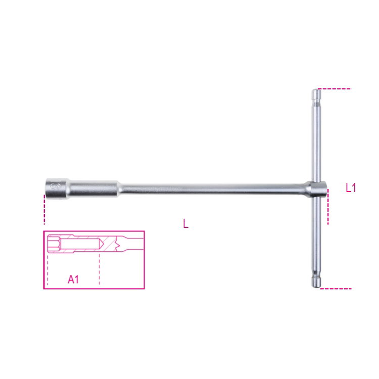 Klucz nasadowy typu T 6-kątny 14 mm, z głęboką nasadką, dł. 250 mm, 949 Beta