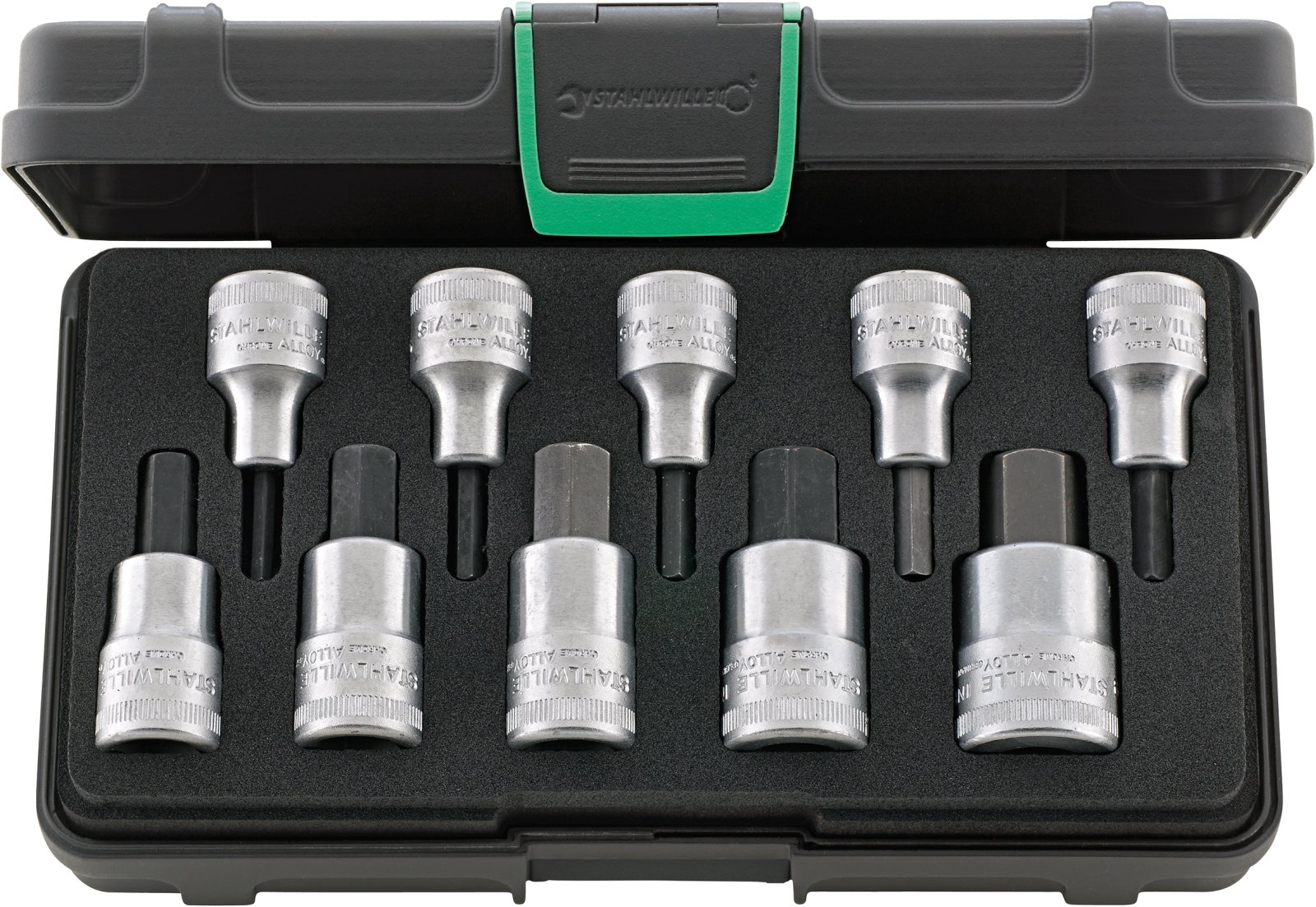 Zestaw narzędzi 1/2" INHEX 4-19 mm; 10-elementowy w walizce ABS STAHLWILLE