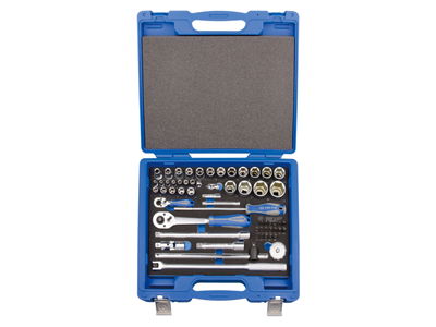 ZESTAW NASADEK 1/4"+1/2" I BITÓW 60cz. NASADKI KRÓTKIE 6-kąt.4-32mm Z GRZECHOTKĄ I AKCESORIAMI, WALIZKA King Tony