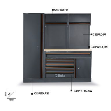 Zestaw mebli warsztatowych systemu C45PRO, 4500/C45PRO/EW Beta