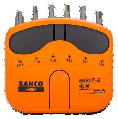 Zestaw bitów wkrętaka 7 szt. PH2, T15, T20, T25 z uchwytem BAHCO