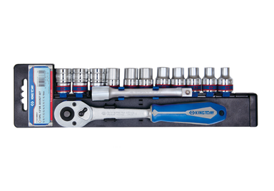 ZESTAW NASADEK 1/2" 13cz. KRÓTKIE 6-kąt. 8 - 19mm Z GRZECHOTKĄ I PRZEDŁUŻKĄ King Tony