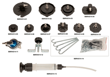 Zestaw adapterów do nasadki BBRBB12 głównego cylindra odpowietrzacza hamulców BAHCO