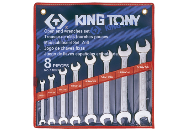 ZESTAW KLUCZY PŁASKICH calowych 1/4 - 7/8", 8cz. ETUI King Tony