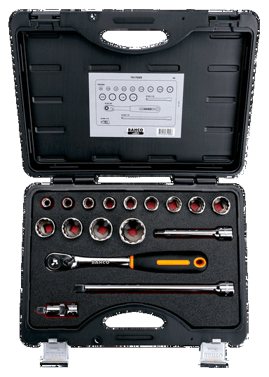 Zestaw nasadek 1/2", AF 17 szt. w metalowym pudełku BAHCO