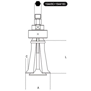 Ściągacz do łożysk wewnętrznych 40-75 mm, dł. 100 mm G 3/8" do ściągacza 1540 i 1542 Beta