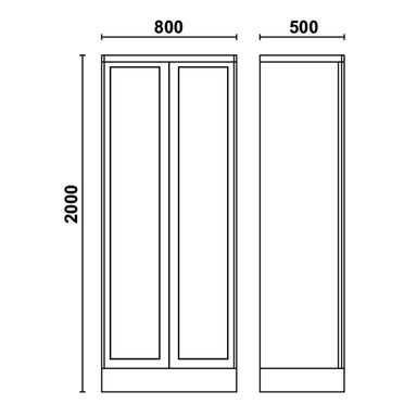 Szafa 2-drzwiowa RSC55 3 półki 2000x800x500 mm, szara, 5500/C55AT2 Beta