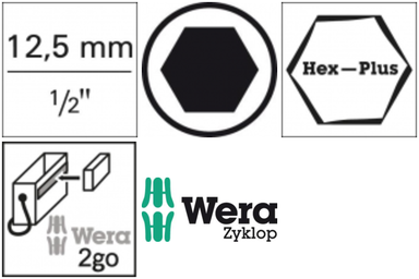 Komplet nasadek wkrętakówych 1/2"9-cz. Hex z przytrzymaniem