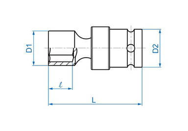 NASADKA KRÓTKA UDAROWA Z PRZEGUBEM 1/2" 21mm x 64mm, 6-kąt King Tony