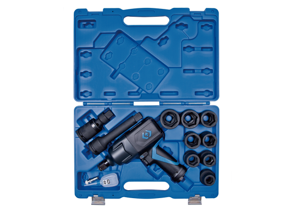 ZESTAW- KLUCZ UDAROWY PNEUMATYCZNY 3/4" 1491Nm + NASADKI UDAROWE 19 - 38mm Z AKCESORIAMI, WALIZKA, 13 cz. King Tony