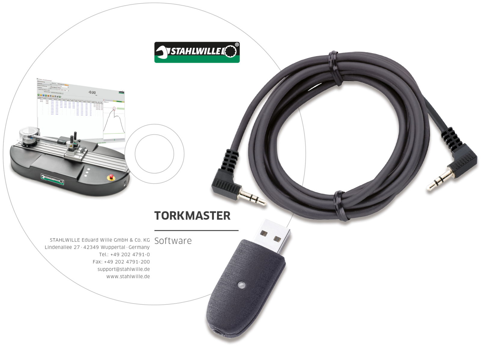 Kabel USB i oprogramowanie do PC do stanowiska do kontroli kluczy dynamometrycznych STAHLWILLE