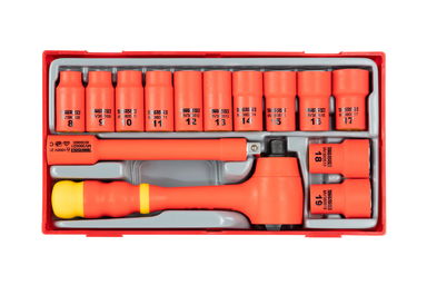 Zestaw narzędzi nasadowych izolowanych VDE 1000V z chwytem 3/8" Teng Tools