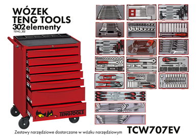 Wózek narzędziowy 302 elementy Teng Tools