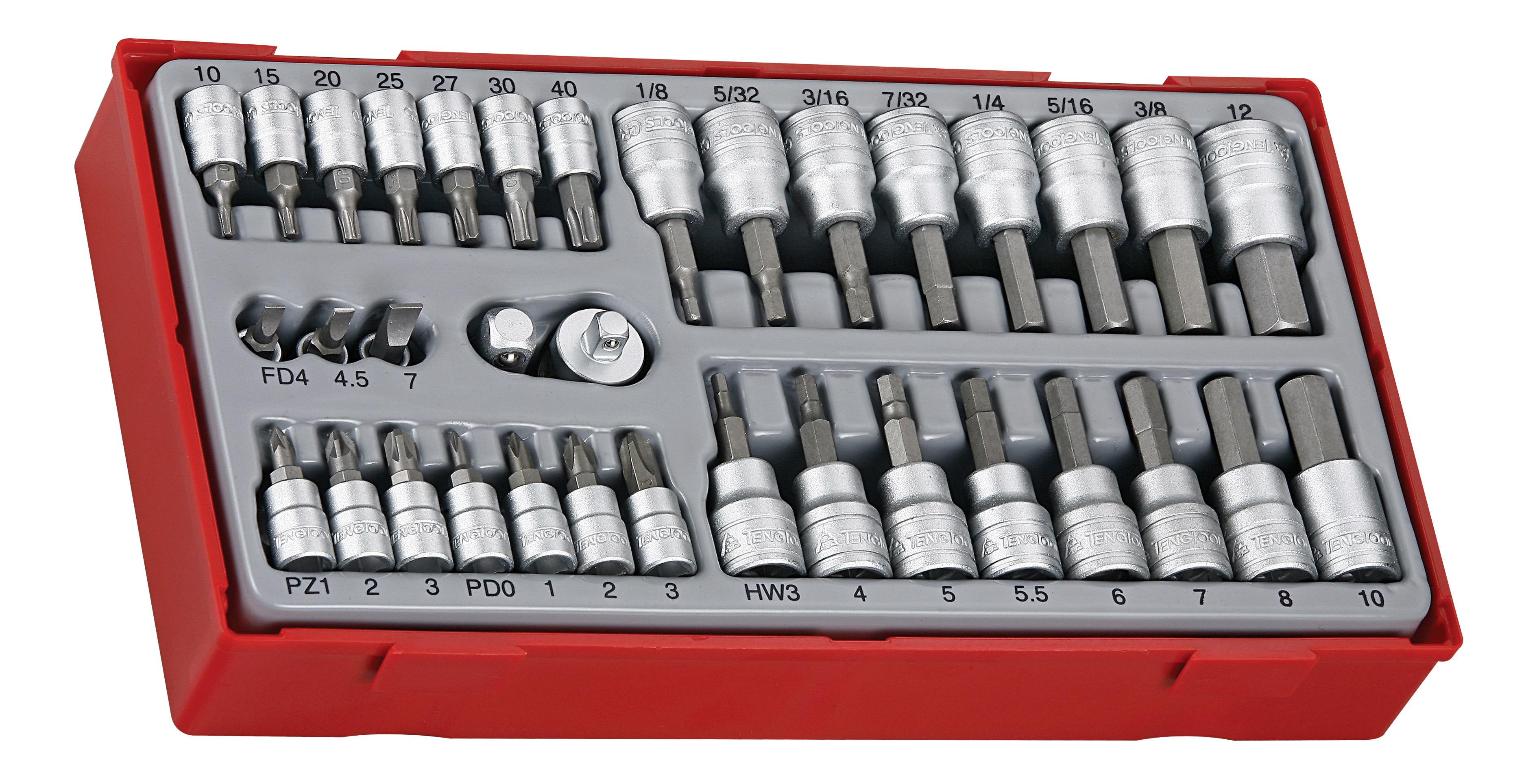 Zestaw 35 nasadek trzpieniowych 1/4" i 3/8" kwadrat TTBS35 Teng Tools