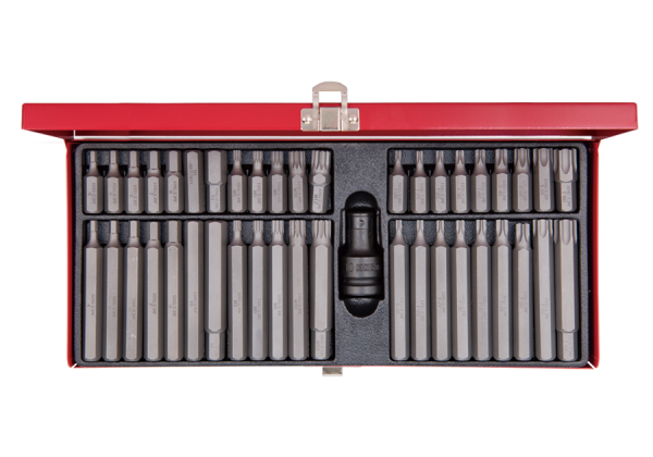 ZESTAW BITÓW 10mm 43cz. Z UCHWYTEM UDAROWYM 414710M, HEX 4 - 12mm, TORX T20 - T60, SPLINE 5 - 12mm, KASETA King Tony