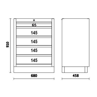 Moduł stały z 5 szufladami systemu C45PRO, 4500/C45PRO/M5 Beta