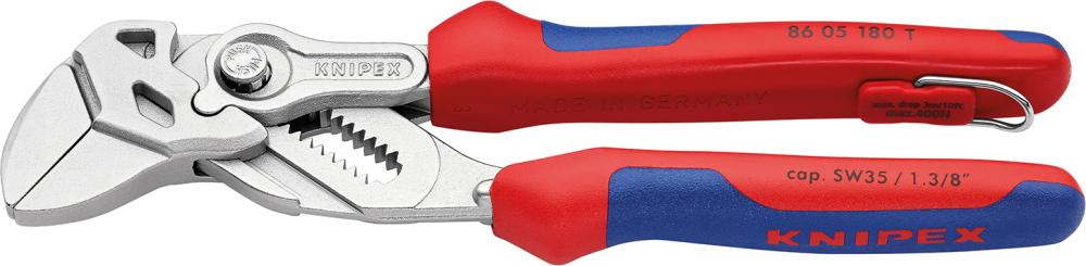 Szczypce - klucz, 180mm, z uchwytem do mocowania, 86 05 180 T, KNIPEX