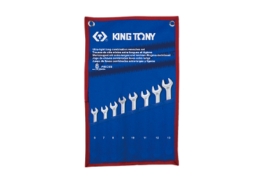 ZESTAW KLUCZY PŁASKO-OCZKOWYCH DŁUGICH 8cz. 6 - 13mm, ETUI King Tony