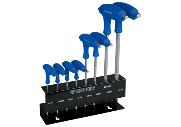 ZESTAW IMBUSÓW Z UCHWYTEM "L" 8szt. 1165 - HEX 2 - 10mm, STOJAK King Tony