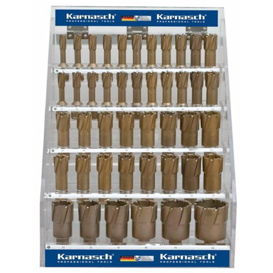 Ekspozytor z 44 wiertłami rurowymi Hard-Line55 12-50 mm + piloty Integra To