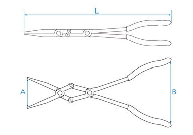 SZCZYPCE EKSTRA DŁUGIE WĄSKIE Z PODWÓJNYM PRZEGUBEM PROSTE, 340mm King Tony