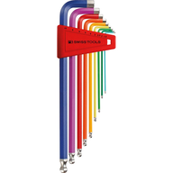 Zest.kluczy trzpien.kąt. w uchw.z tworz.sztuczn. 9-częśc.,1,5-10mm Rainbow końc.kulis.PB Swiss Tools