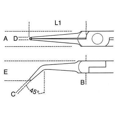 Szczypce półokrągłe długie odgięte dla elektroników 140 mm, 1178BM/P Beta