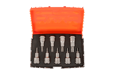 Zestaw nasadek 1/2" z końcówkami TORX 9 szt.: T20, T25, T27, T30, T40, T45, T50, T55, T60 BAHCO