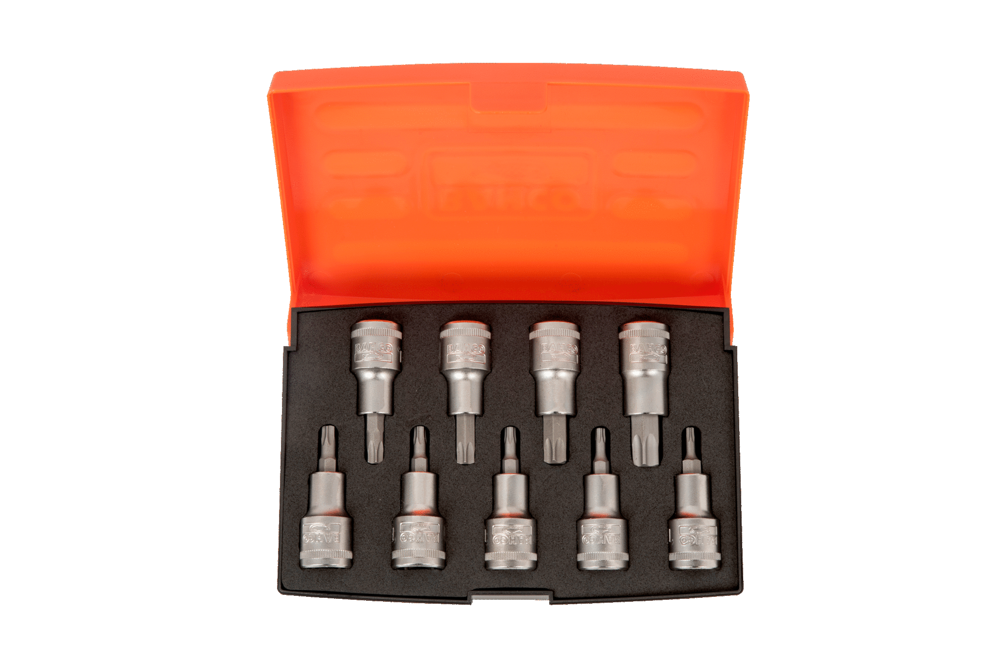 Zestaw nasadek 1/2" z końcówkami TORX 9 szt.: T20, T25, T27, T30, T40, T45, T50, T55, T60 BAHCO