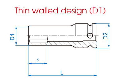 NASADKA DŁUGA UDAROWA CIENKOŚCIENNA 1/2" 21mm x 80mm, 6-kąt, STAL Cr-Mo, DO ALUFELG King Tony