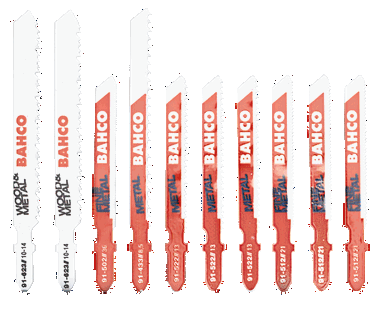 Ostrza do wyrzynarki, do metalu i blach, bimetaliczne i HSS, Zestaw 10 szt. BAHCO