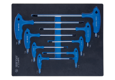 ZESTAW IMBUSÓW Z UCHWYTEM "L" 8szt. TORX / TORX T10 - T50, WKŁAD Z PIANKI EVA DO WÓZKA King Tony