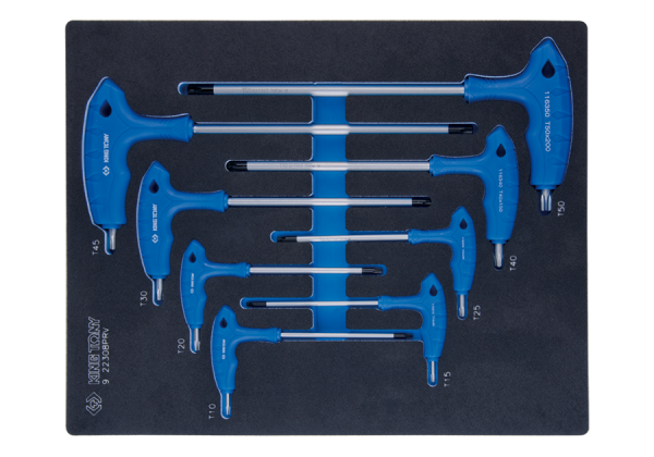 ZESTAW IMBUSÓW Z UCHWYTEM "L" 8szt. TORX / TORX T10 - T50, WKŁAD Z PIANKI EVA DO WÓZKA King Tony