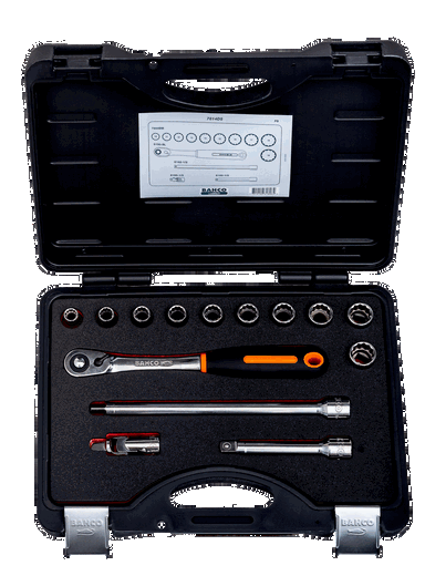 Zestaw nasadek 1/2", 14 sztuk, 10-19 mm, w metalowym pudełku BAHCO