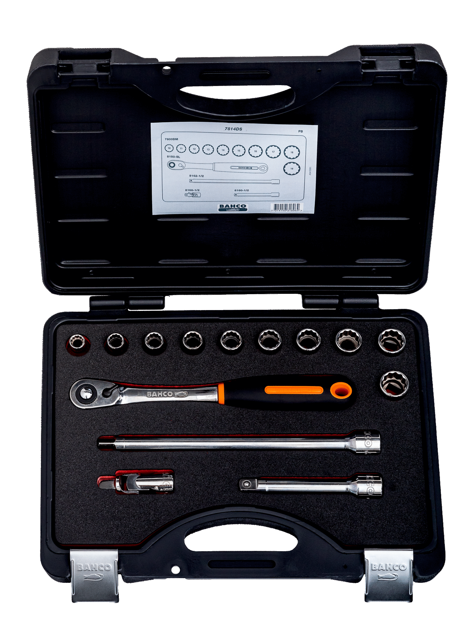 Zestaw nasadek 1/2", 14 sztuk, 10-19 mm, w metalowym pudełku BAHCO