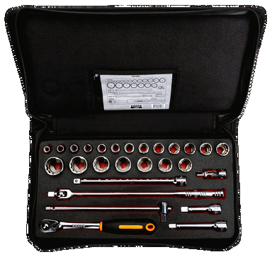 Nasadki 1/2'' zestaw 27 elementów, etui materiałowe BAHCO