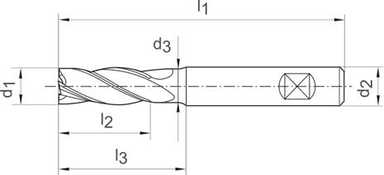 Frez Ratio,dlugi DIN6527,pelnowegl.,typ ALU,chwyt HB,4-ostrz.8mm GÜHRING